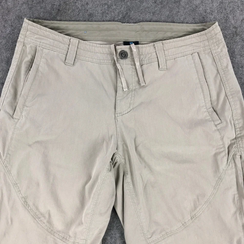Kuhl Womens Hiking Pants 10 Regular Beige Spire Roll-Up Pant Mid Rise Zip Pocket